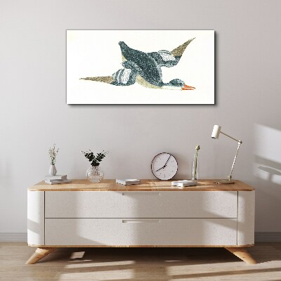 Tableau sur toile Canard volant aux tons pastel