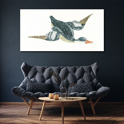 Tableau sur toile Canard volant aux tons pastel