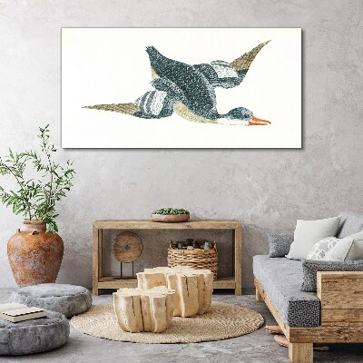 Tableau sur toile Canard volant aux tons pastel