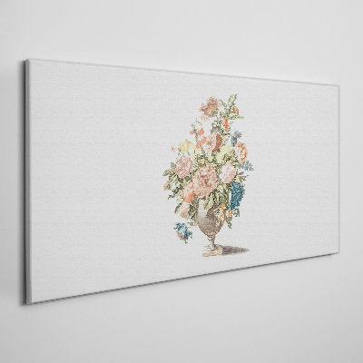 Tableau imprimé sur toile Vase avec des fleurs aux couleurs pastel