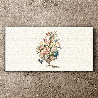 Tableau imprimé sur toile Vase avec des fleurs aux couleurs pastel
