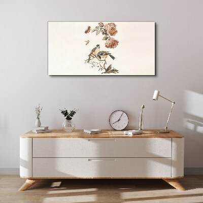 Tableau sur toile Oiseaux et fleurs en harmonie