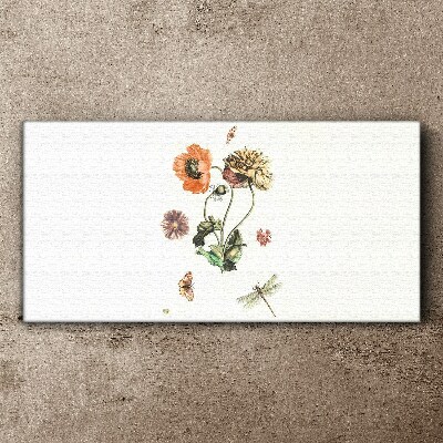 Tableau sur toile Motifs floraux avec des insectes