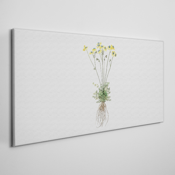 Tableau imprimé sur toile Fleurs dorées avec racines
