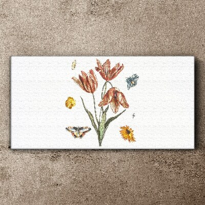 Tableau toile imprimée Fleurs et papillons en harmonie