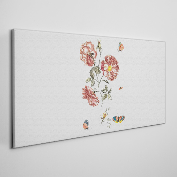 Tableau imprimé sur toile Motif floral avec des insectes