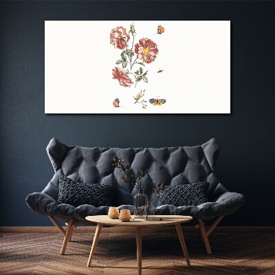 Tableau imprimé sur toile Motif floral avec des insectes