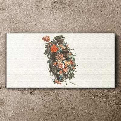 Tableau sur toile Vase floral aux couleurs délicates