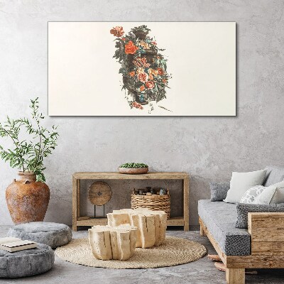 Tableau sur toile Vase floral aux couleurs délicates