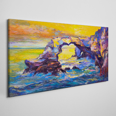 Tableau toile imprimée Coucher de soleil sur la porte de la mer