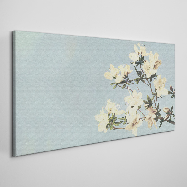 Tableau sur toile Composition florale sur fond bleu