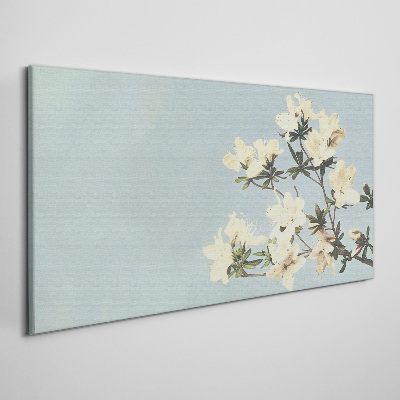 Tableau sur toile Composition florale sur fond bleu
