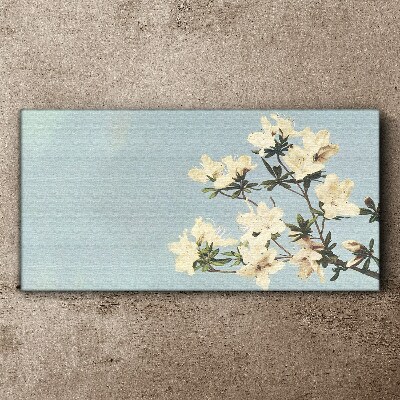 Tableau sur toile Composition florale sur fond bleu