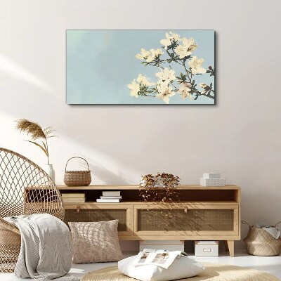 Tableau sur toile Composition florale sur fond bleu