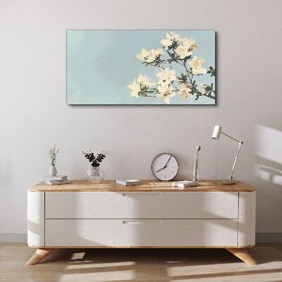 Tableau sur toile Composition florale sur fond bleu