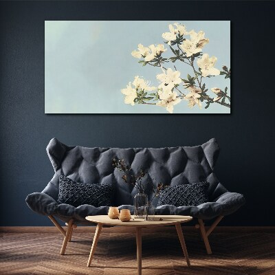 Tableau sur toile Composition florale sur fond bleu