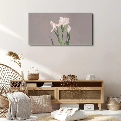 Tableau sur toile Fleurs sur fond gris