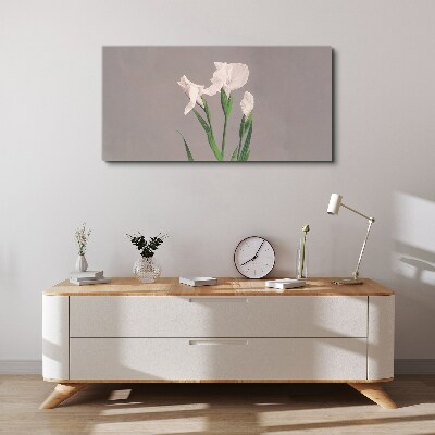 Tableau sur toile Fleurs sur fond gris