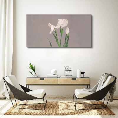 Tableau sur toile Fleurs sur fond gris