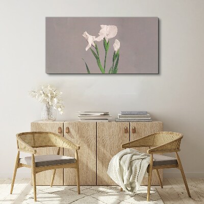 Tableau sur toile Fleurs sur fond gris