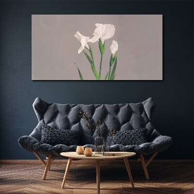Tableau sur toile Fleurs sur fond gris