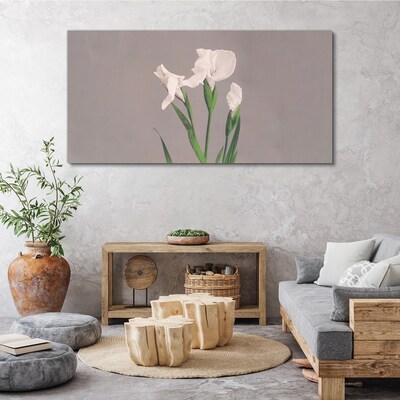 Tableau sur toile Fleurs sur fond gris