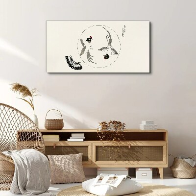 Tableau sur toile Des oiseaux dansants et un papillon