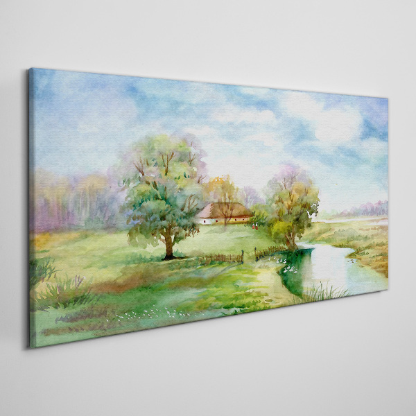 Tableau toile imprimée Un paysage rural paisible