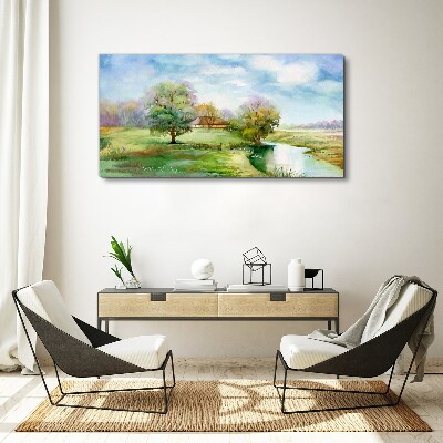 Tableau toile imprimée Un paysage rural paisible
