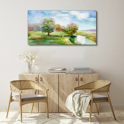 Tableau toile imprimée Un paysage rural paisible