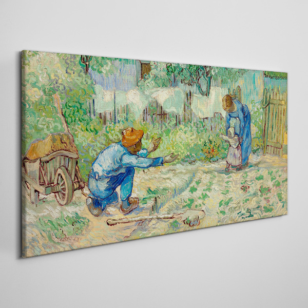 Tableau toile imprimée Moments en famille au jardin