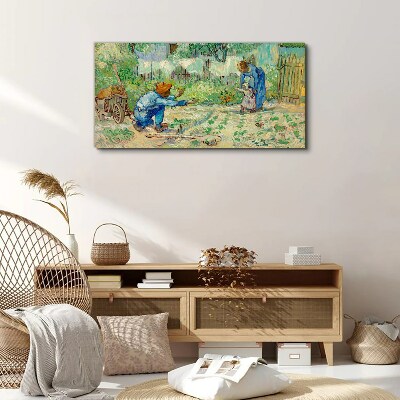 Tableau toile imprimée Moments en famille au jardin