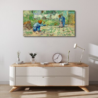Tableau toile imprimée Moments en famille au jardin