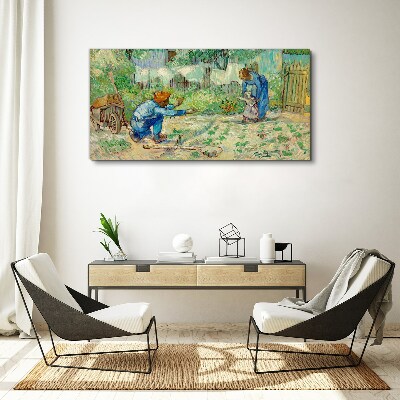 Tableau toile imprimée Moments en famille au jardin