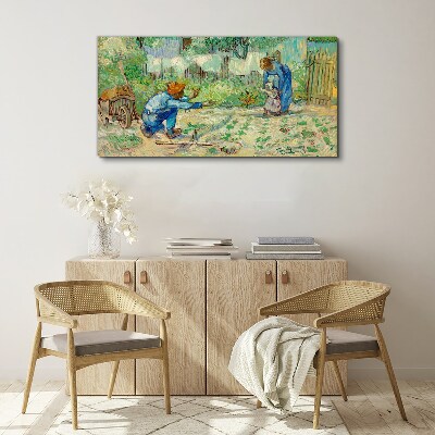 Tableau toile imprimée Moments en famille au jardin