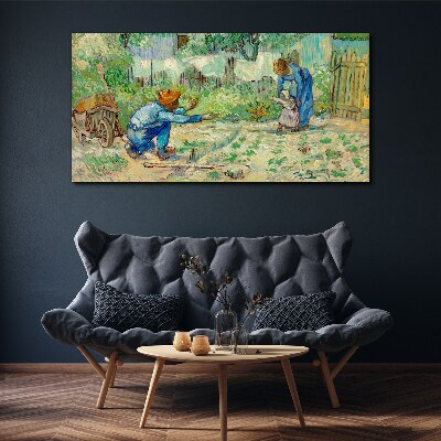 Tableau toile imprimée Moments en famille au jardin