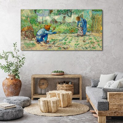 Tableau toile imprimée Moments en famille au jardin