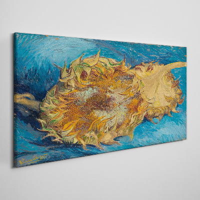 Tableau imprimé sur toile Tournesol sur fond bleu