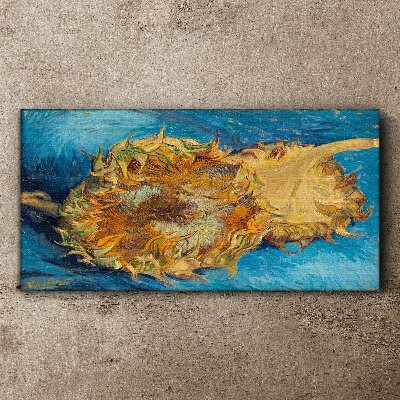 Tableau imprimé sur toile Tournesol sur fond bleu