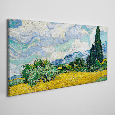 Tableau toile imprimée Un champ de blé sous le ciel