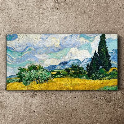 Tableau toile imprimée Un champ de blé sous le ciel