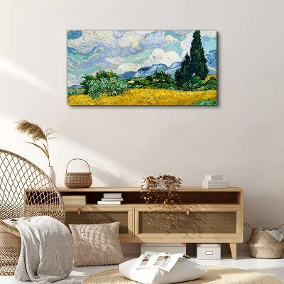 Tableau toile imprimée Un champ de blé sous le ciel