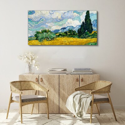 Tableau toile imprimée Un champ de blé sous le ciel