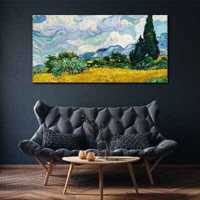 Tableau toile imprimée Un champ de blé sous le ciel