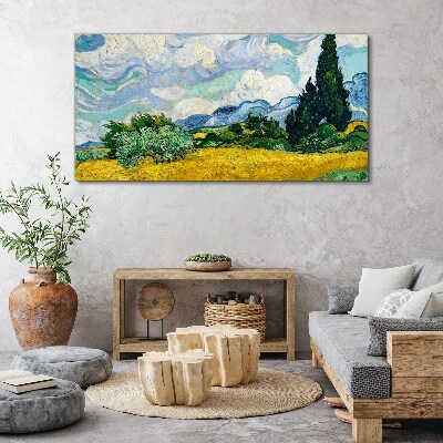 Tableau toile imprimée Un champ de blé sous le ciel