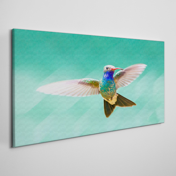 Tableau toile imprimée Colibri sur fond bleu