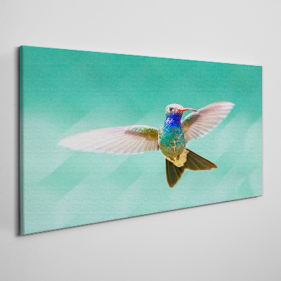 Tableau toile imprimée Colibri sur fond bleu