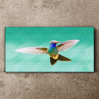 Tableau toile imprimée Colibri sur fond bleu