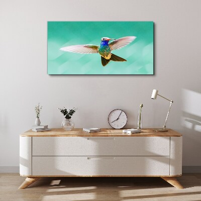 Tableau toile imprimée Colibri sur fond bleu