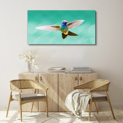 Tableau toile imprimée Colibri sur fond bleu